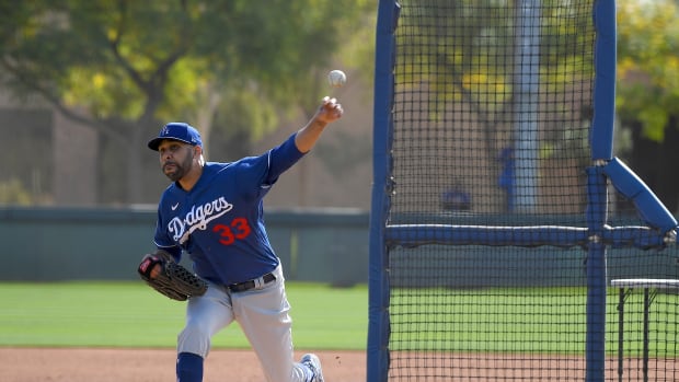 Feb 21, 2020; Glendale, Arizona, USA; Los Angeles Dodgers starting pitcher David Price (33) throws live batting practice during spring training at Camelback Ranch. Mandatory Credit: Jayne Kamin-Oncea-USA TODAY Sports